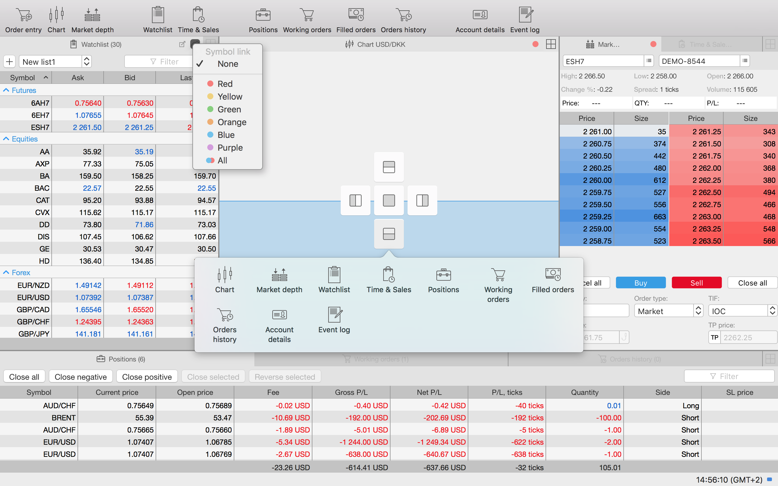 Trading platform interface for Mac